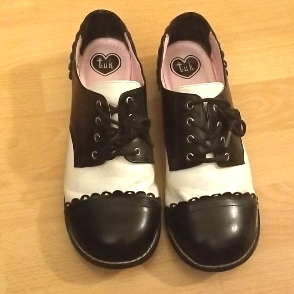 T.U.K oxford black and white shoes